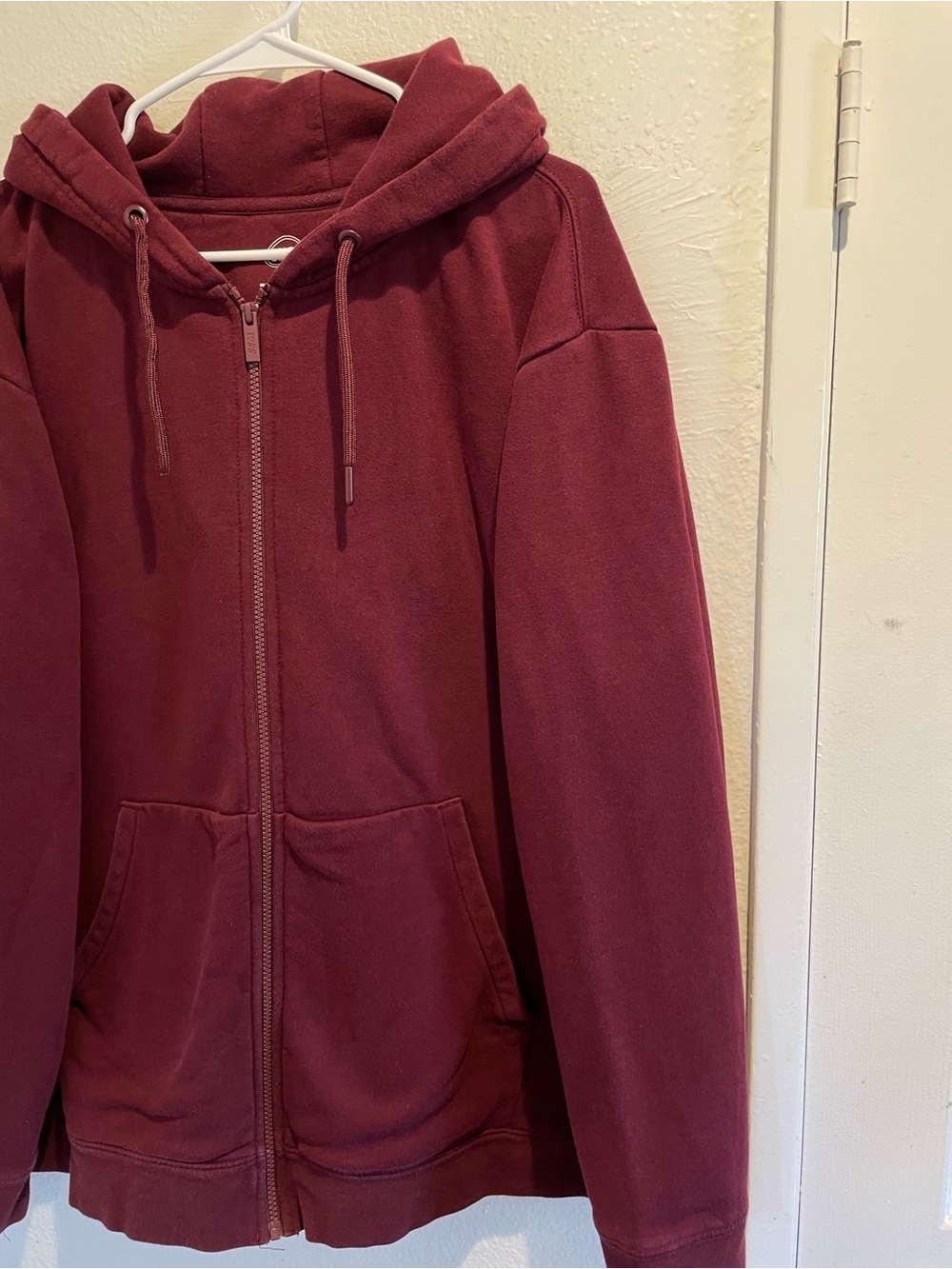 WSS Mens Full Zip Hoodie Sweatshirt 2XL Big & Tall Burgundy Maroon Cotton Blend - Picture 3 of 5